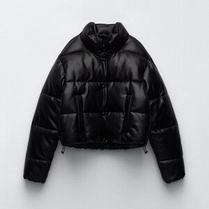 Zara Faux Leather Puffer Jacket